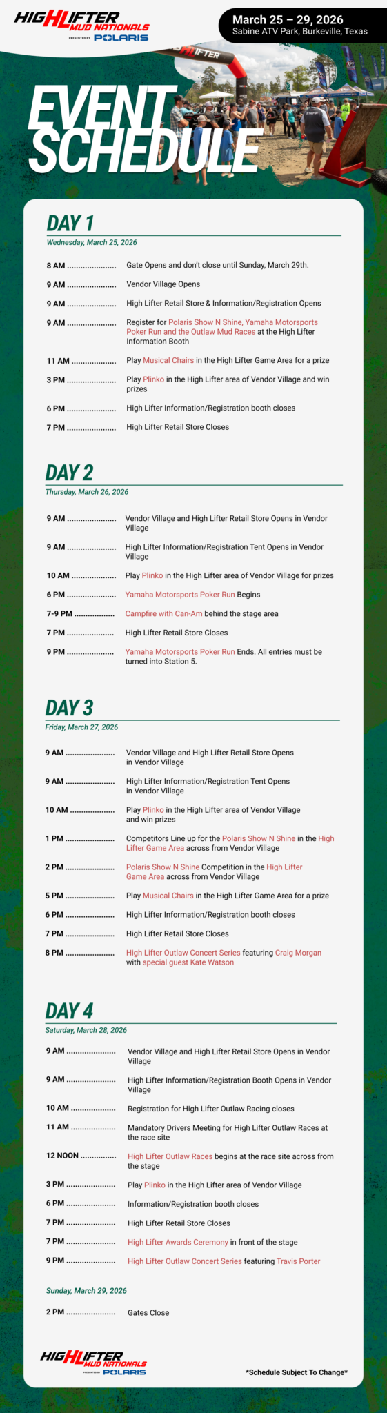2026 Event Schedule